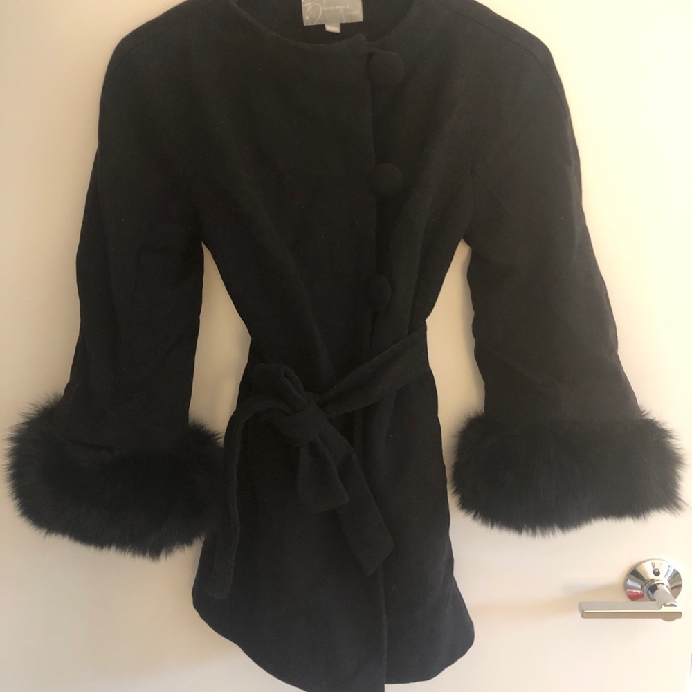Vero Moda Wool coat with real fur trim